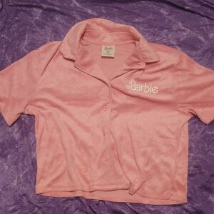 Barbie Plush Light Pink Button-Up Shirt